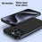 For iPhone 15 Pro Max Magnetic Case Lens Frame Kickstand Genuine Cow Leather + PC Borderless Phone Cover - Black - 6