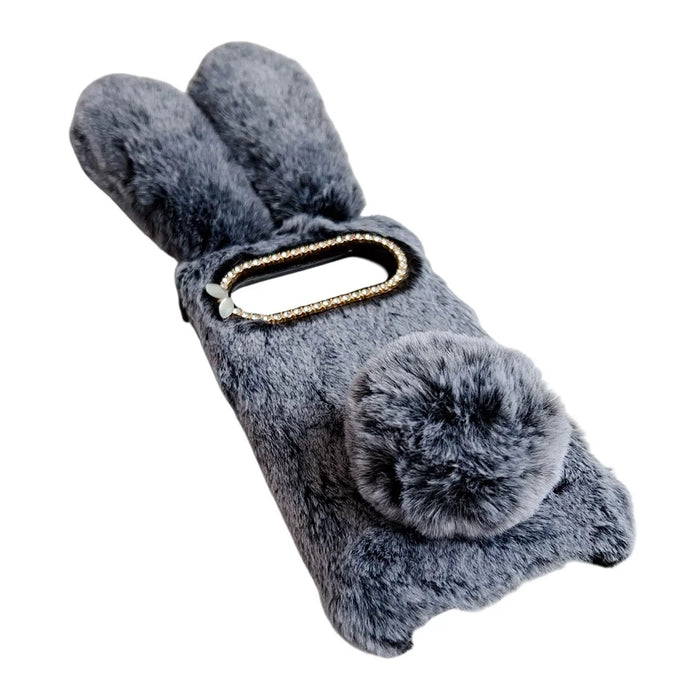 For Google Pixel 10 / Pixel 10 Pro Case Plush Cute Bunny Winter Fluffy TPU Phone Cover - Dark Grey - 2