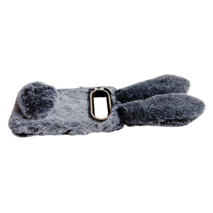For Google Pixel 10 / Pixel 10 Pro Case Plush Cute Bunny Winter Fluffy TPU Phone Cover - Dark Grey - 3