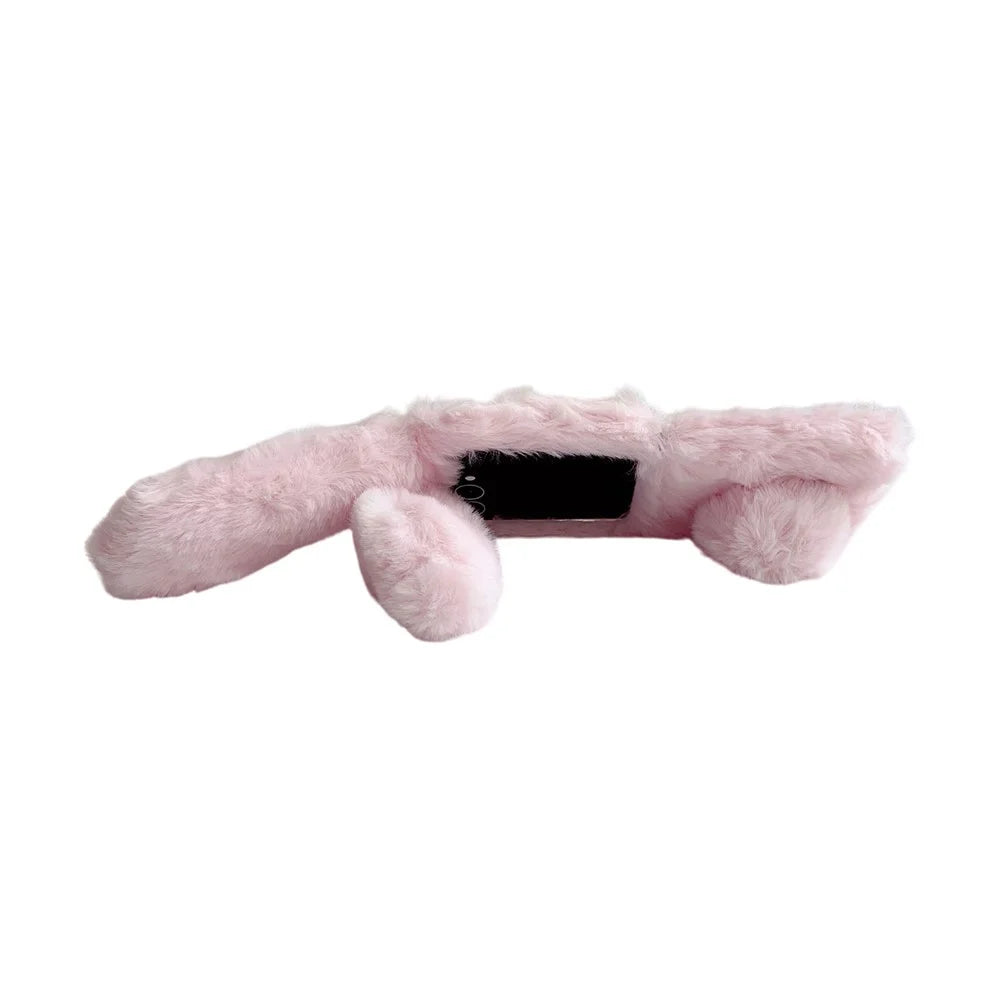 For Samsung Galaxy Z Flip7 5G Case Bunny Ears Winter Plush Hard PC Phone Cover - Pink - 5