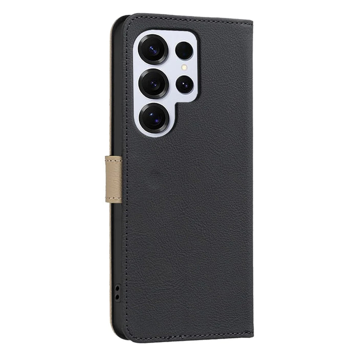 BINFEN COLOR For Samsung Galaxy S24 Ultra Leather Case  BF36 Floral Pattern Phone Cover RFID Blocking Wallet Stand - Black - 3