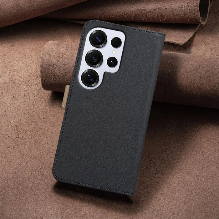 BINFEN COLOR For Samsung Galaxy S24 Ultra Leather Case  BF36 Floral Pattern Phone Cover RFID Blocking Wallet Stand - Black - 5