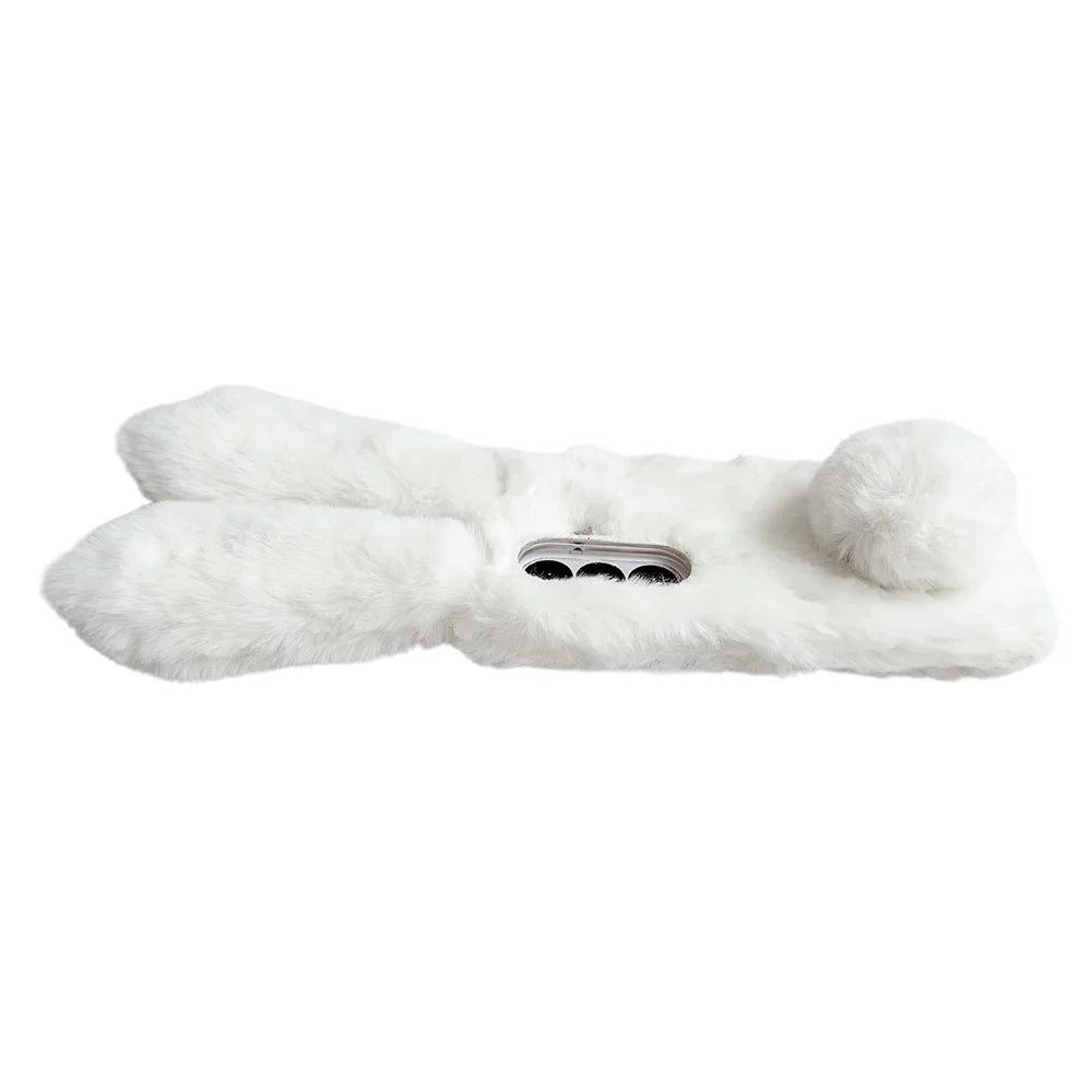 For Samsung Galaxy Z Fold7 5G Case Bunny Ears Winter Plush Hard PC Phone Cover - White - 4