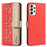BINFEN COLOR For Samsung Galaxy A53 5G Leather Case  BF36 Floral Pattern Phone Cover RFID Blocking Wallet Stand - Red - 1