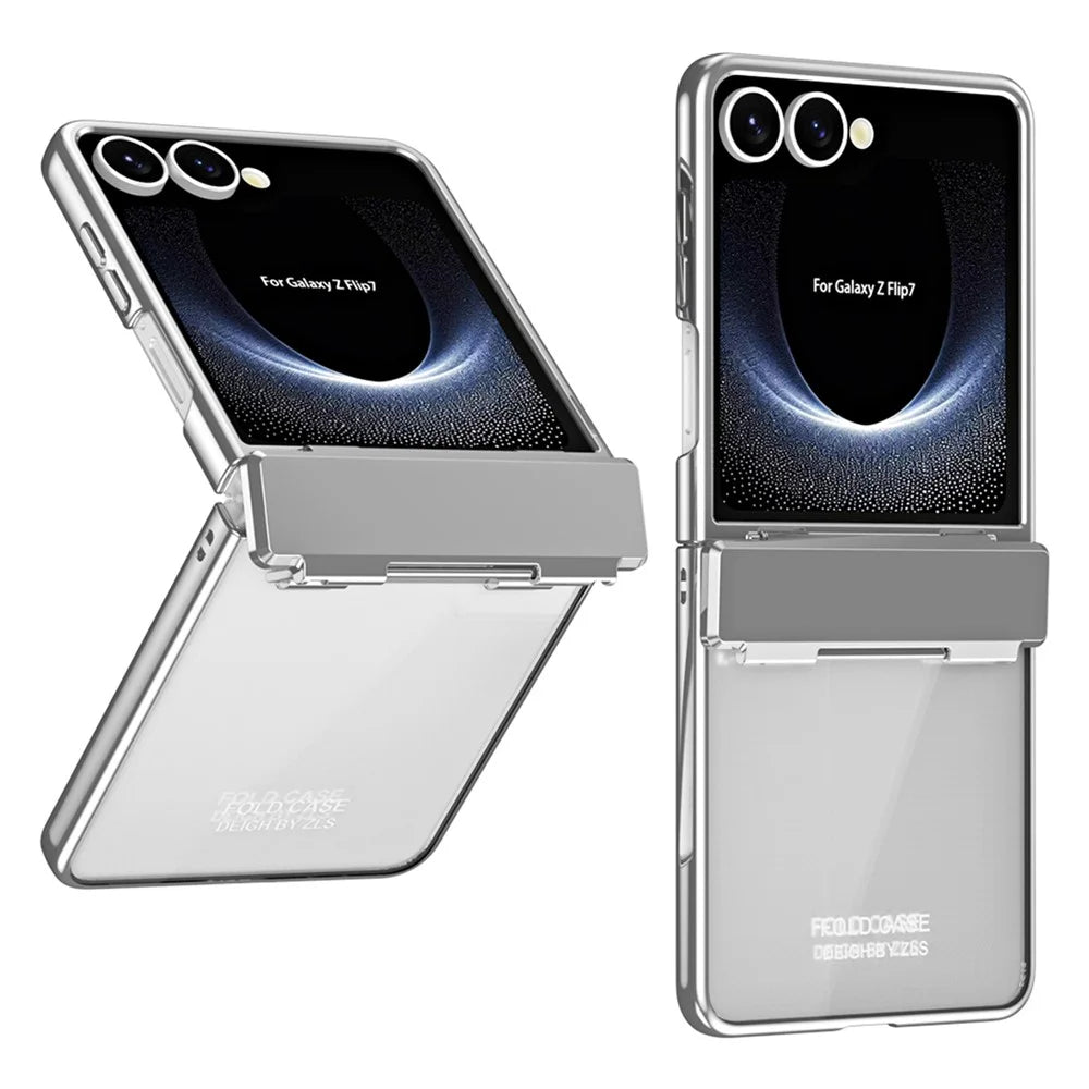 For Samsung Galaxy Z Flip7 5G Case Electroplating PC Folding Phone Cover - Silver - 1