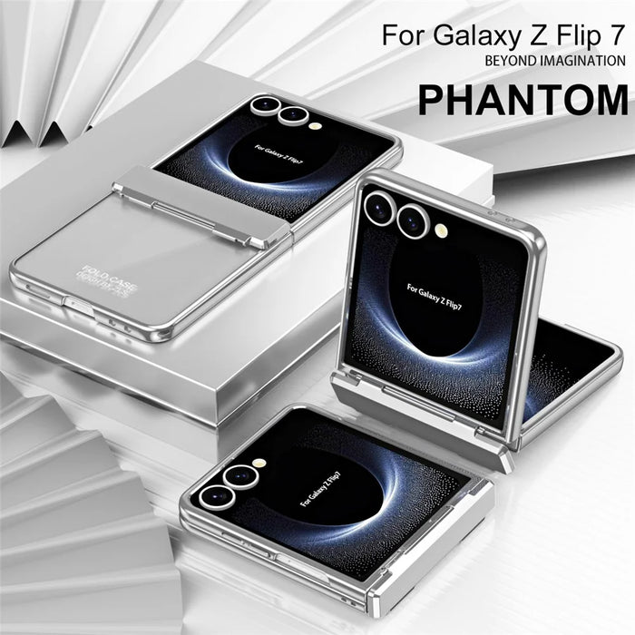 For Samsung Galaxy Z Flip7 5G Case Electroplating PC Folding Phone Cover - Silver - 4