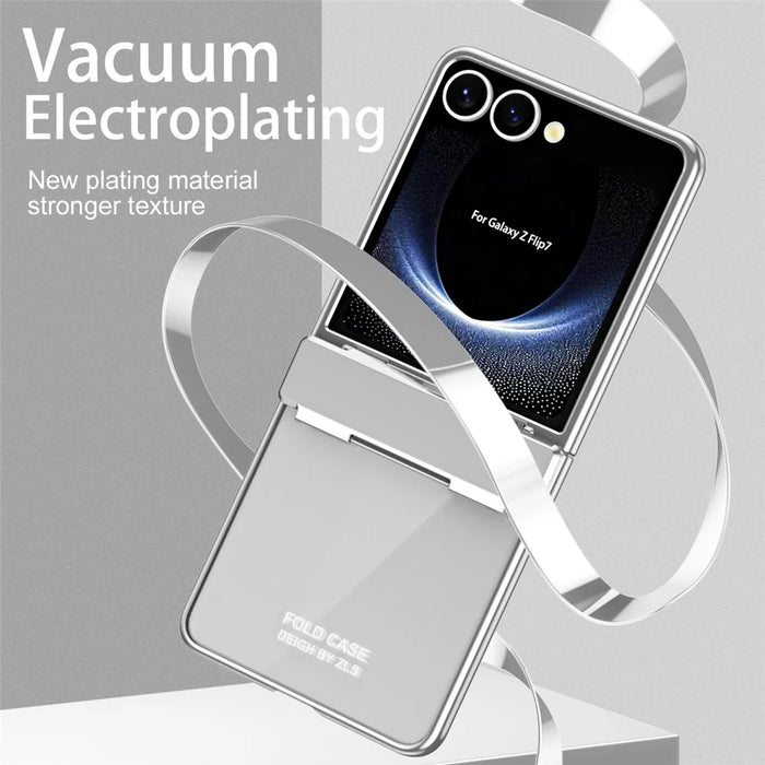 For Samsung Galaxy Z Flip7 5G Case Electroplating PC Folding Phone Cover - Silver - 5