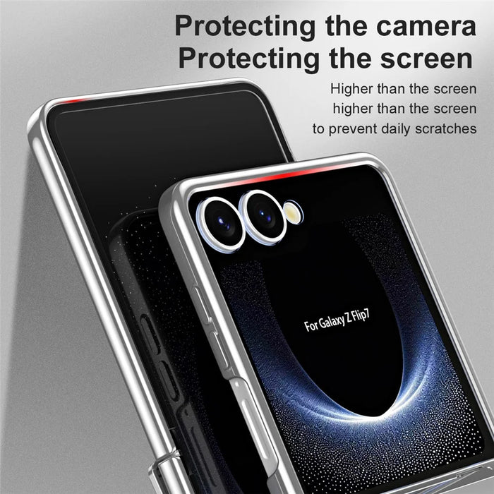 For Samsung Galaxy Z Flip7 5G Case Electroplating PC Folding Phone Cover - Silver - 6