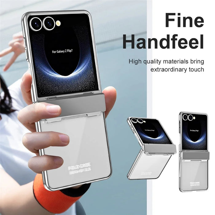 For Samsung Galaxy Z Flip7 5G Case Electroplating PC Folding Phone Cover - Silver - 7