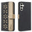 BINFEN COLOR For Samsung Galaxy A05s 4G Leather Case  BF36 Floral Pattern Phone Cover RFID Blocking Wallet Stand - Black - 1