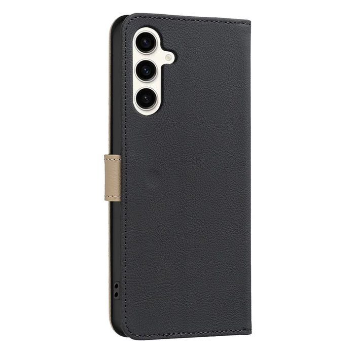 BINFEN COLOR For Samsung Galaxy A05s 4G Leather Case  BF36 Floral Pattern Phone Cover RFID Blocking Wallet Stand - Black - 3