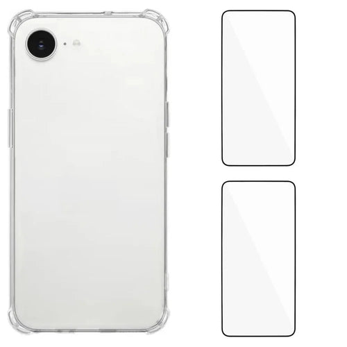 WANLONFENG For iPhone 17e / 16e TPU Case  WL3 Series 1.5mm Phone Cover with 2Pcs Tempered Glass Films - Transparent - 1