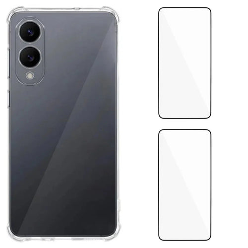 WANLONFENG For Samsung Galaxy S25 Edge TPU Case  WL3 Series 1.5mm Phone Cover with 2Pcs Tempered Glass Films - Transparent - 1