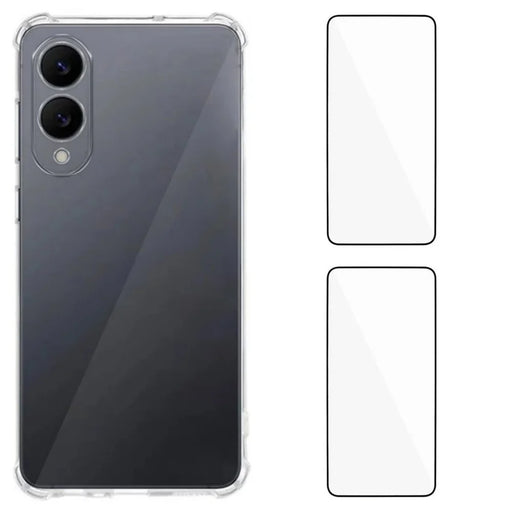 WANLONFENG For Samsung Galaxy S25 Edge TPU Case  WL3 Series 1.5mm Phone Cover with 2Pcs Tempered Glass Films - Transparent - 1