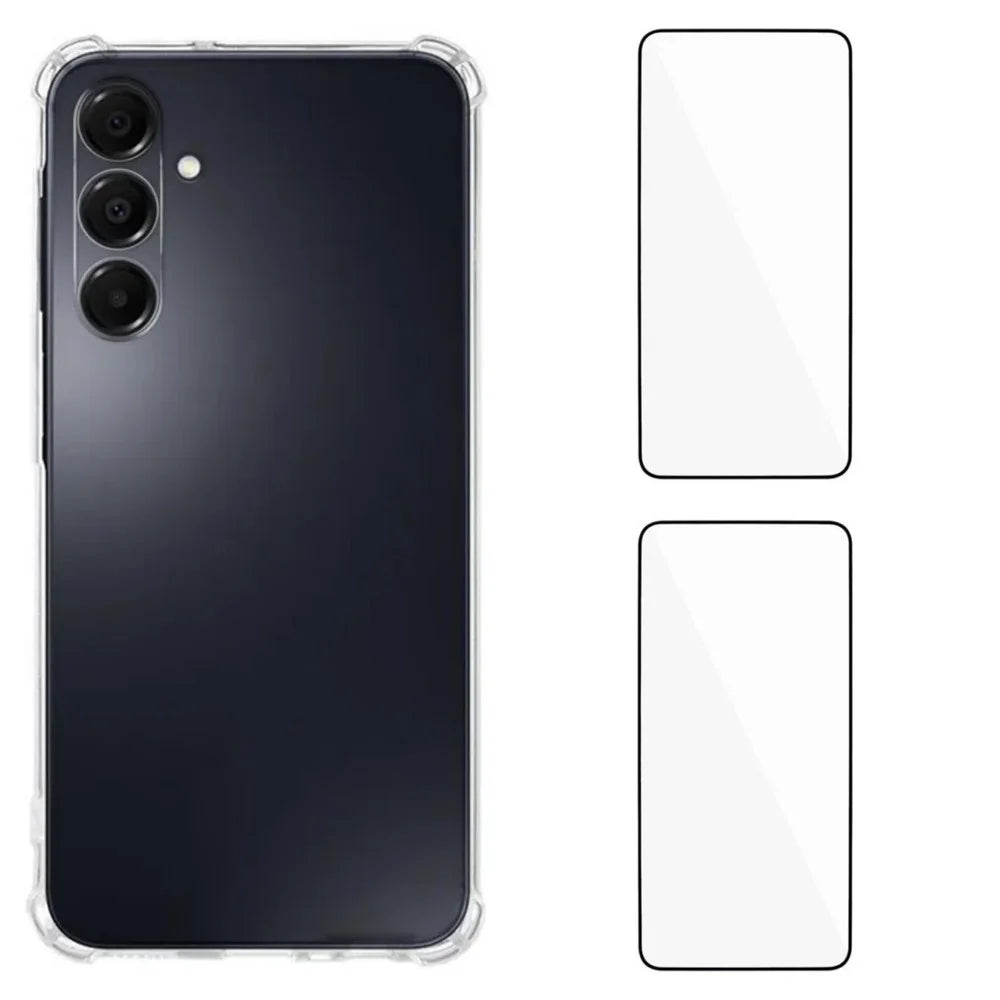 WANLONFENG For Samsung Galaxy A16 4G / Galaxy A16 5G TPU Case  WL3 Series 1.5mm Phone Cover with 2Pcs Tempered Glass Films - Transparent - 1