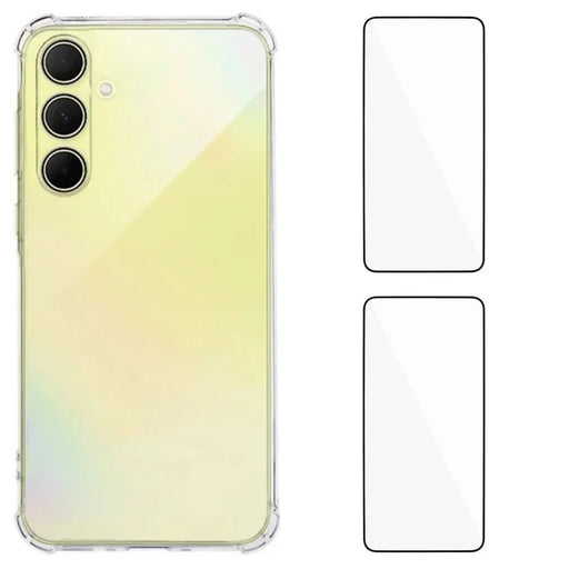 WANLONFENG For Samsung Galaxy A35 5G TPU Case  WL3 Series 1.5mm Phone Cover with 2Pcs Tempered Glass Films - Transparent - 1