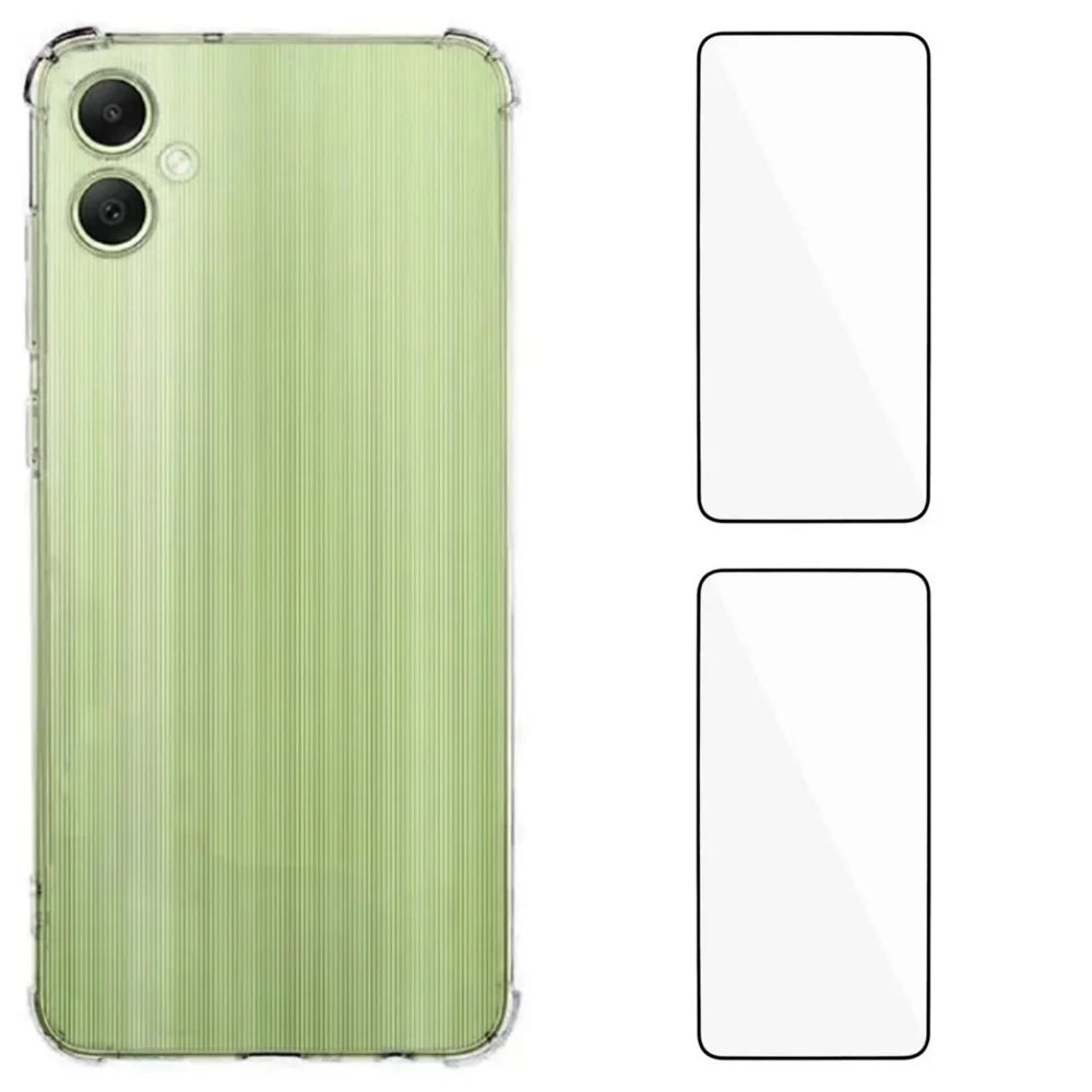 WANLONFENG For Samsung Galaxy A05 4G TPU Case  WL3 Series 1.5mm Phone Cover with 2Pcs Tempered Glass Films - Transparent - 1