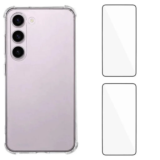 WANLONFENG For Samsung Galaxy S23 TPU Case  WL3 Series 1.5mm Phone Cover with 2Pcs Tempered Glass Films - Transparent - 1