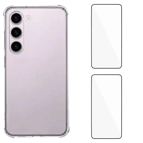 WANLONFENG For Samsung Galaxy S23+ TPU Case  WL3 Series 1.5mm Phone Cover with 2Pcs Tempered Glass Films - Transparent - 1