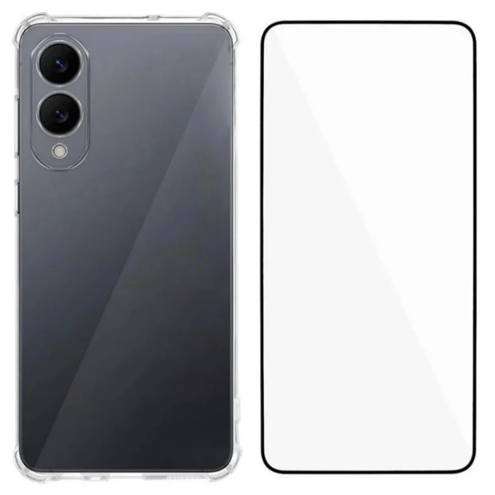 WANLONFENG For Samsung Galaxy S25 Edge TPU Case  WL3 Series 1.5mm Phone Cover with Tempered Glass Film - Transparent - 1