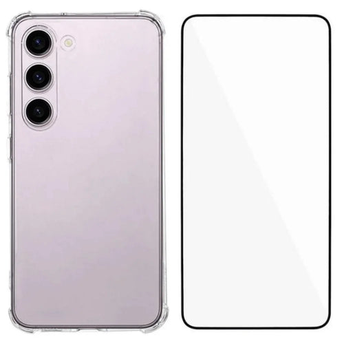 WANLONFENG For Samsung Galaxy S23 TPU Case  WL3 Series 1.5mm Phone Cover with Tempered Glass Film - Transparent - 1
