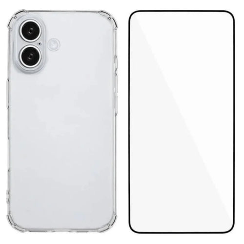 WANLONFENG For iPhone 16 Plus TPU Case  WL3 Series 1.5mm Phone Cover with Tempered Glass Film - Transparent - 1