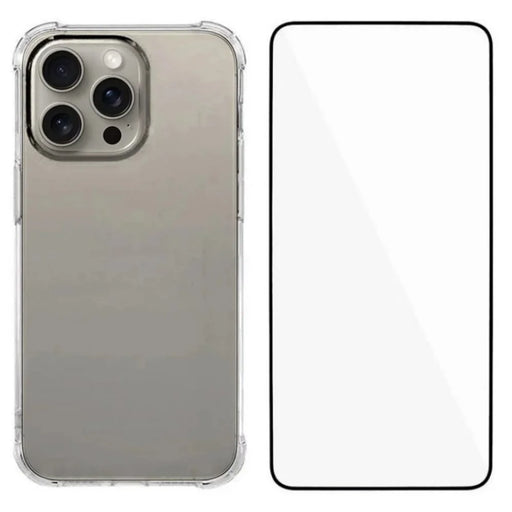 WANLONFENG For iPhone 12 Pro 6.1 inch TPU Case  WL3 Series 1.5mm Phone Cover (Big Lens Hole) with Tempered Glass - Transparent - 1
