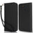 Stand Case for iPhone SE (2022) / (2020) / 8 / 7 Litchi Texture Leather Flip Phone Cover with Strap / Wallet - Black - 1