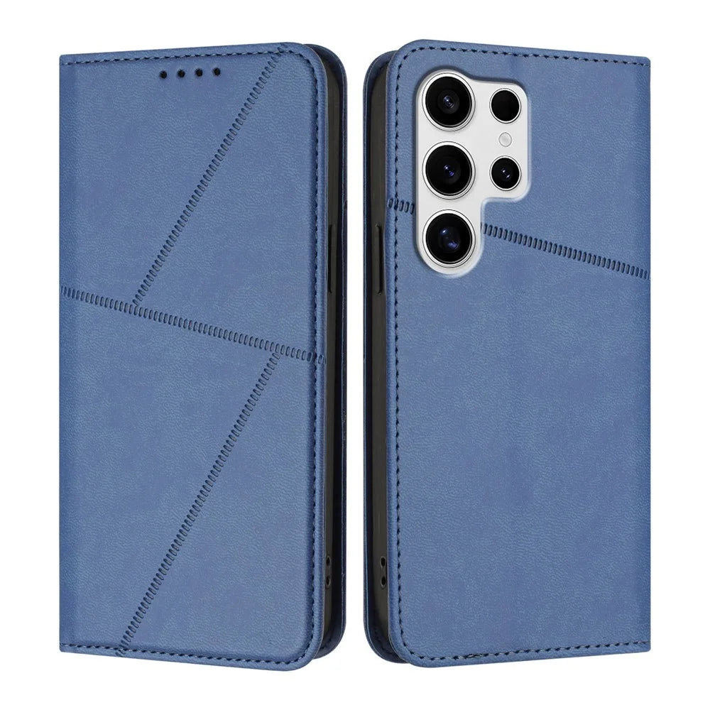 For Samsung Galaxy S25 Ultra Wallet Case Magnetic Closure Leather Flip Phone Cover with Stand - Royal Blue - 1