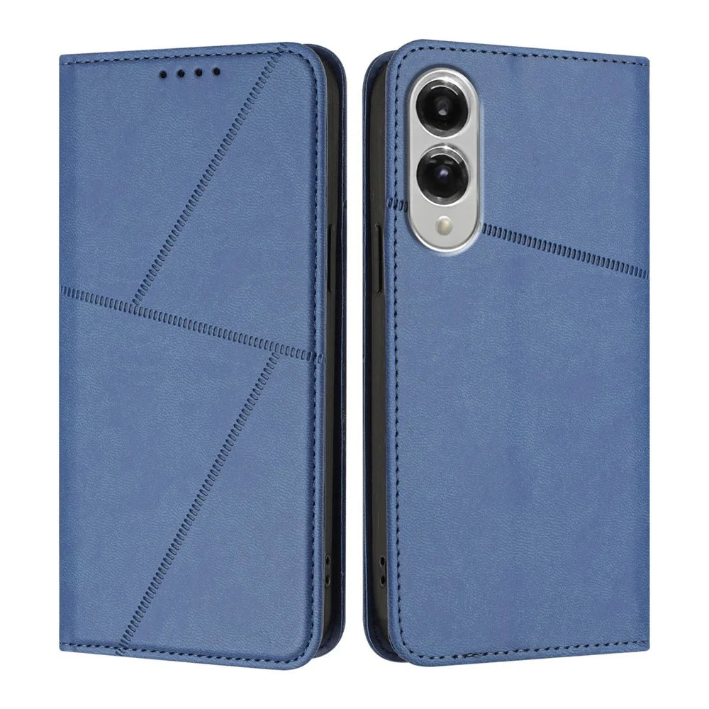 For Samsung Galaxy S25 Edge Wallet Case Magnetic Closure Leather Flip Phone Cover with Stand - Royal Blue - 1