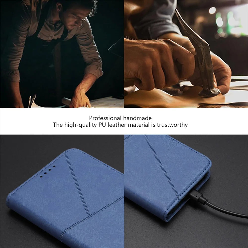For Samsung Galaxy XCover7 Pro Wallet Case Magnetic Closure Leather Flip Phone Cover with Stand - Royal Blue - 4
