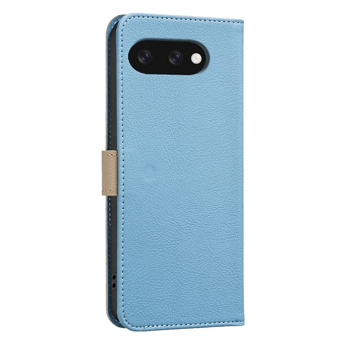 BINFEN COLOR For Google Pixel 9a Leather Case  BF36 Floral Pattern Phone Cover RFID Blocking Wallet Stand - Baby Blue - 3