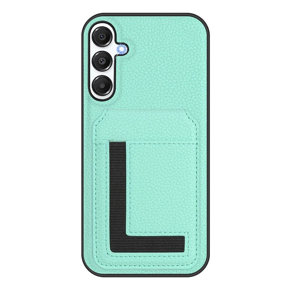 For Samsung Galaxy A54 5G Magnetic Case TPU + PU Leather Phone Back Cover with Detachable Card Holder - Mint Green - 2