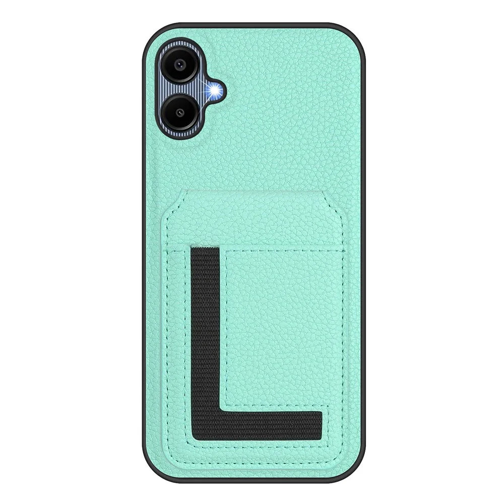 For Samsung Galaxy A05 4G Magnetic Case TPU + PU Leather Phone Back Cover with Detachable Card Holder - Mint Green - 2