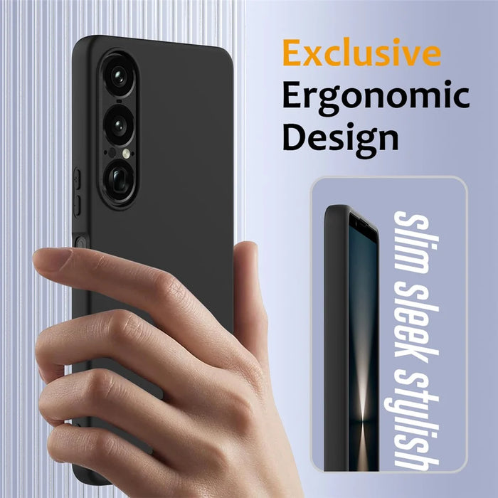 For Sony Xperia 1 VII Magnetic Case Anti-Drop Liquid Silicone Phone Cover - Black - 4