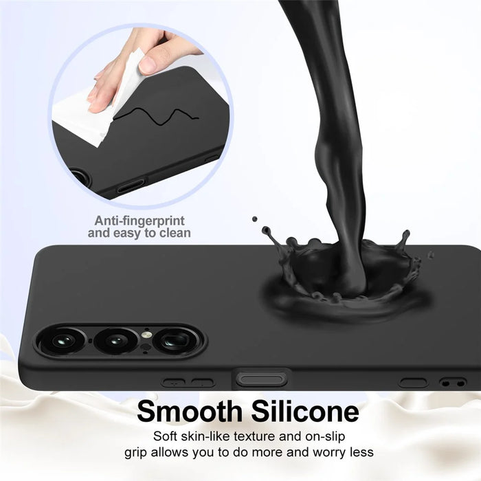 For Sony Xperia 1 VII Magnetic Case Anti-Drop Liquid Silicone Phone Cover - Black - 5