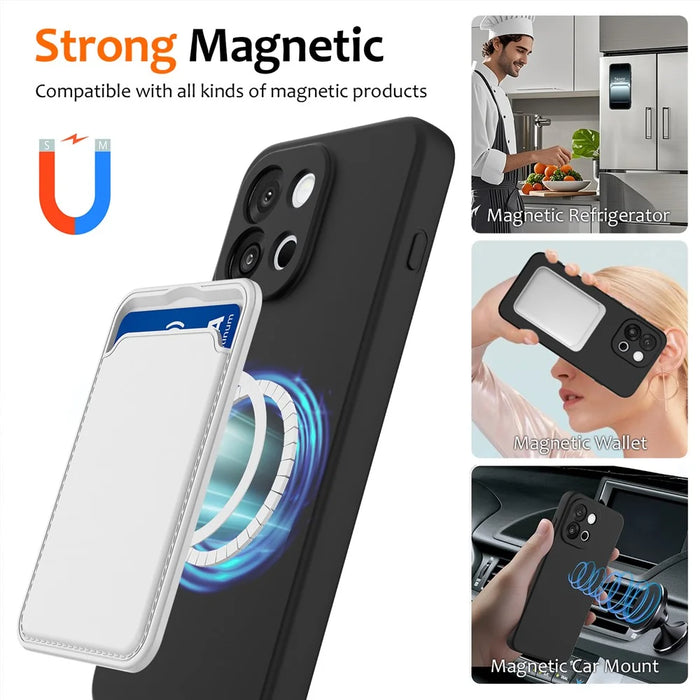 For OnePlus 13s 5G / OnePlus 13T 5G Magnetic Case Anti-Drop Liquid Silicone Phone Cover - Black - 3