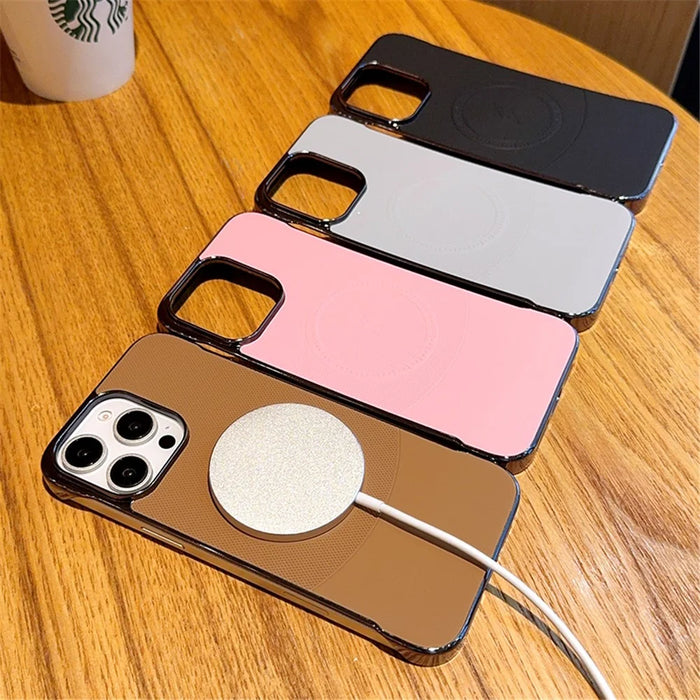 For iPhone 15 Pro Max Case Compatible with MagSafe Borderless PC + PU Leather Phone Back Cover - Pink - 6