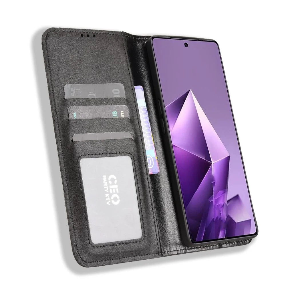 For Infinix Note 50 Pro+ 5G Leather Case Wallet Stand Retro Texture Phone Cover - Black - 6