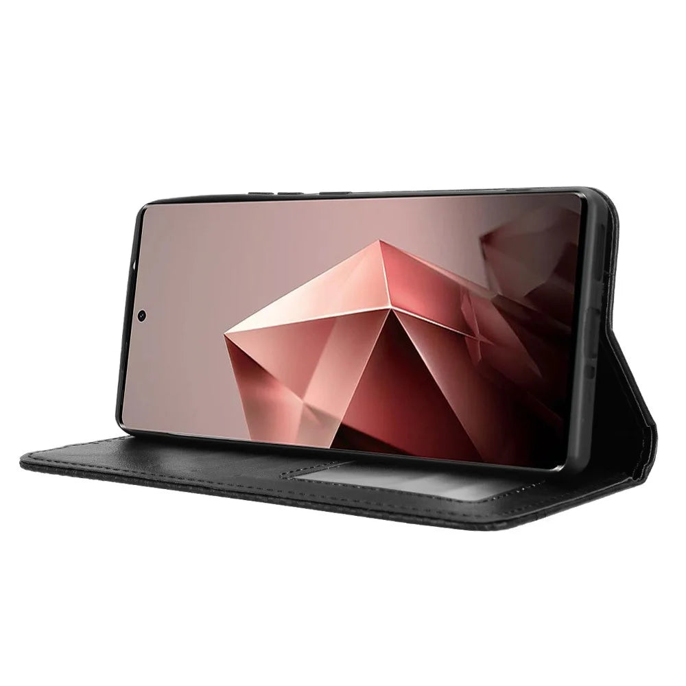 For Infinix Note 50s 5G Leather Case Wallet Stand Retro Texture Phone Cover - Black - 7