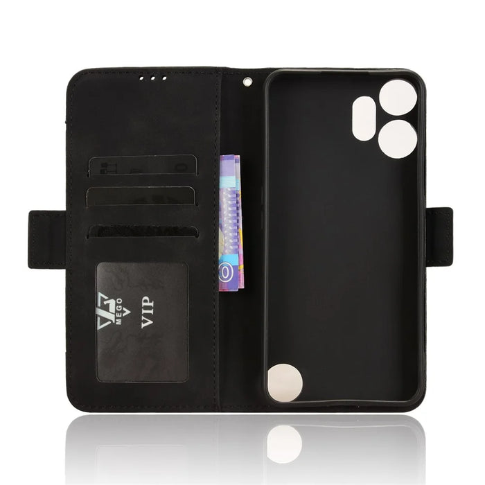 For Nothing CMF Phone 2 Pro Leather Case Phone Wallet Cover with Multiple Card Slots - Black - 6