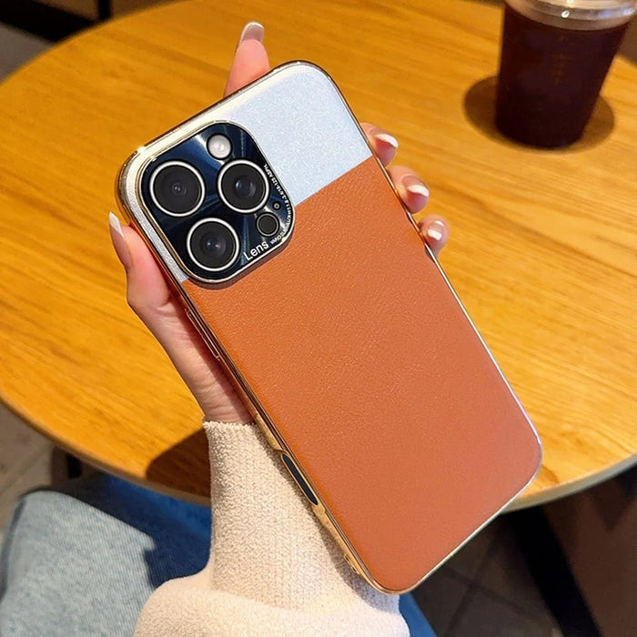 For iPhone 16 Pro Max Case Desert Silver Moon Electroplated Gold PC + PU Leather Phone Back Cover - 2