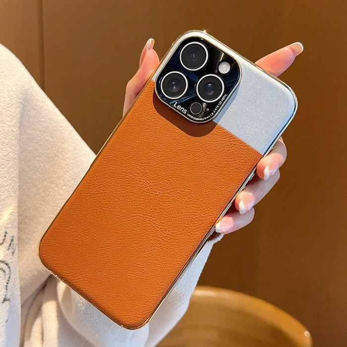 For iPhone 16 Pro Max Case Desert Silver Moon Electroplated Gold PC + PU Leather Phone Back Cover - 6