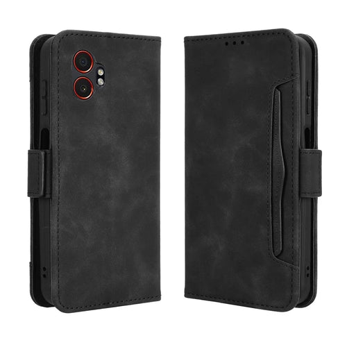 For Samsung Galaxy XCover7 Pro Leather Case Phone Wallet Cover with Multiple Card Slots - Black - 1