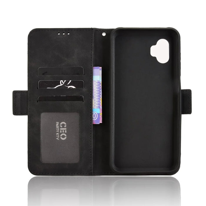 For Samsung Galaxy XCover7 Pro Leather Case Phone Wallet Cover with Multiple Card Slots - Black - 6