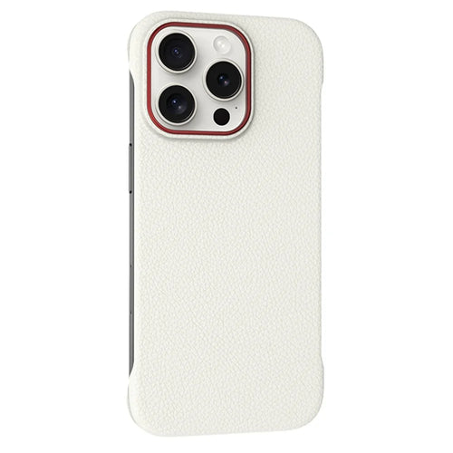 For iPhone 16 Pro Max Case Borderless Slim Anti Drop Leather Texture PC Phone Back Cover - Apricot - 1
