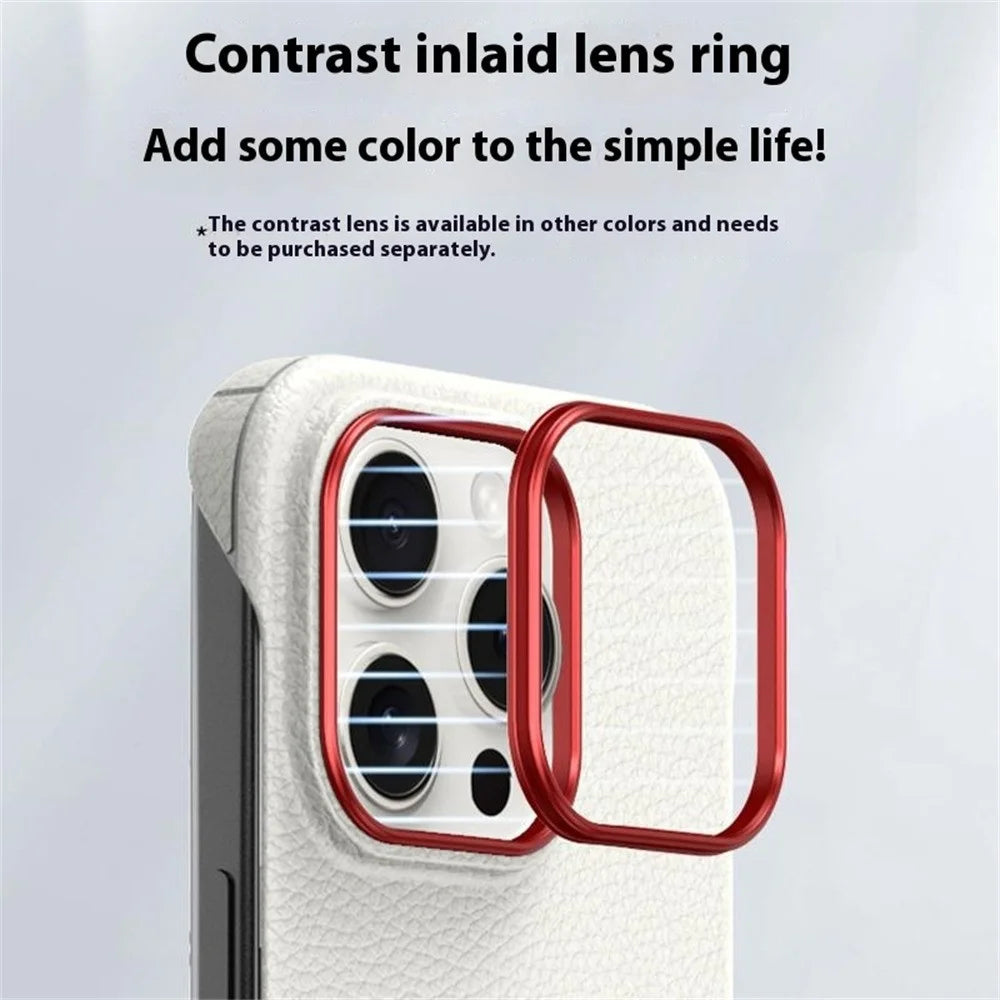 For iPhone 16 Pro Max Case Borderless Slim Anti Drop Leather Texture PC Phone Back Cover - Apricot - 6
