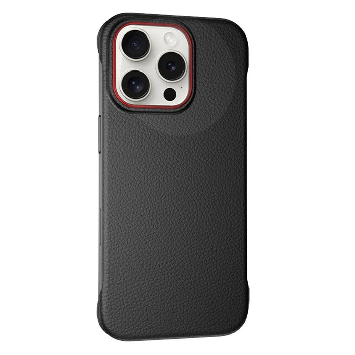 For iPhone 16 Pro Case Borderless Slim Anti Drop Leather Texture PC Phone Back Cover - Black - 1