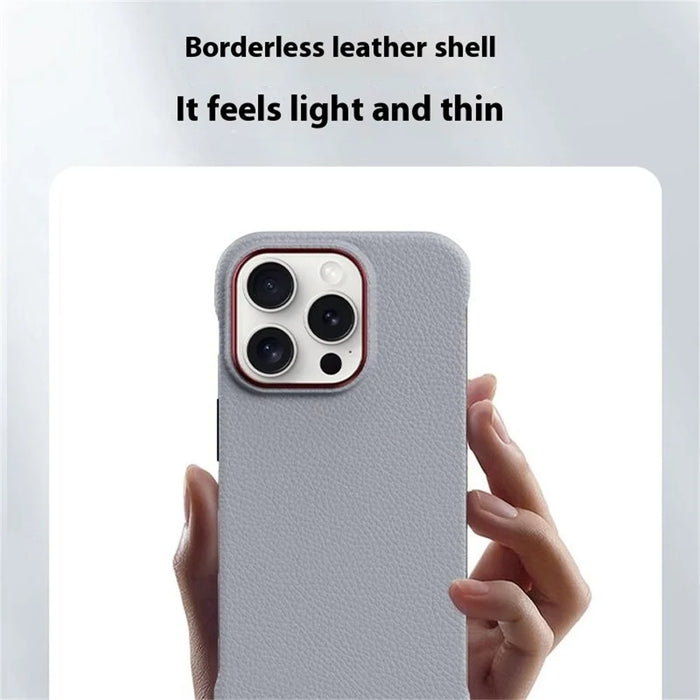 For iPhone 16 Pro Case Borderless Slim Anti Drop Leather Texture PC Phone Back Cover - Black - 3