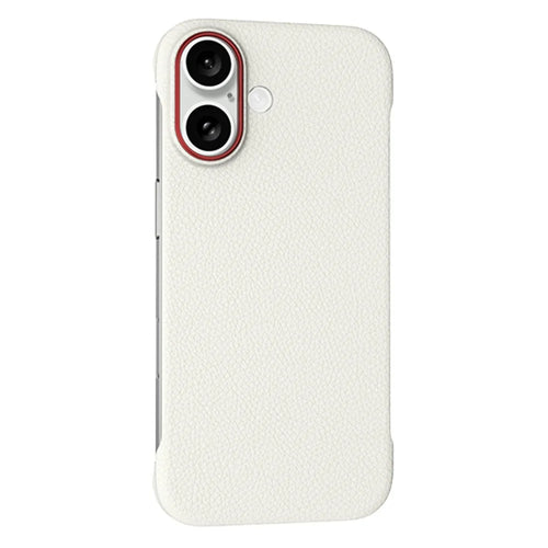For iPhone 16 Case Borderless Slim Anti Drop Leather Texture PC Phone Back Cover - Apricot - 1